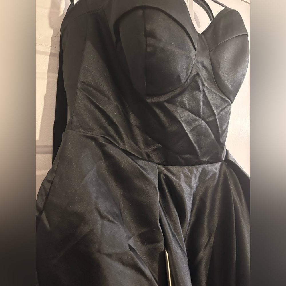 A Line Short Cocktail Party Gown with Pockets Sleeveless Tea Length Prom Dress - Picture 5 of 7